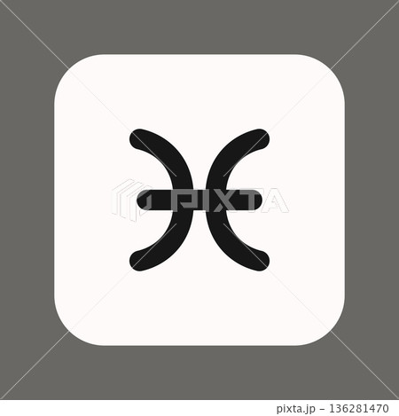 Zodiac horoscope. Pisces astrological icon symbol. Stylized star sign esoteric. Simple line vector illustration 136281470