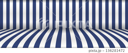 Trendy abstract blue stripes background. Color gradient vector illustration for template, posters, card, banner. Pastel colors simple striped studio backdrop with empty space for your content 136281472