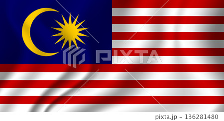 Flag of Malaysia. Malaysian national symbol in official colors. Template icon. Vector background Flag of Malaysia. Malaysian national symbol in official colors. Template icon. Vector background 136281480