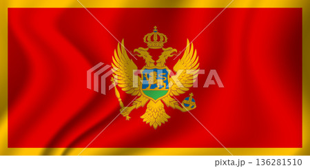 Flag of Montenegro. Montenegrin national symbol in official colors. Template icon. Vector background 136281510