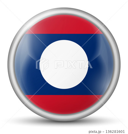 Glass light ball with flag of Laos. Round sphere, template icon. Lao People's Democratic Republic national symbol. Glossy realistic ball, 3D abstract vector illustration. Big bubble Glass light ball with flag of Laos. Round sphere, template icon. Lao People's Democratic Republic national symbol. Glossy realistic ball, 3D abstract vector illustration. Big bubble 136281601
