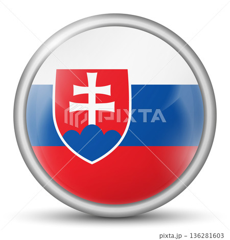 Glass light ball with flag of Slovakia. Round sphere, template icon. Slovak national symbol. Glossy realistic ball, 3D abstract vector illustration. Big bubble 136281603