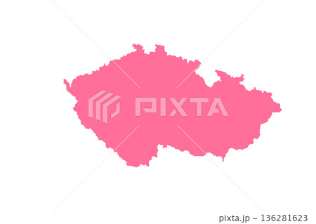 Map of Czech Republic, sign silhouette. World Map Globe. Vector Illustration isolated on white background. Europe continent 136281623