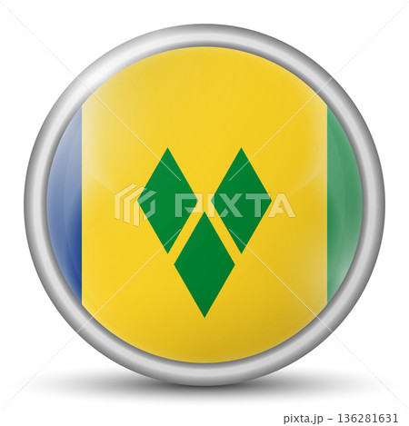 Glass light ball with flag of Flag of Saint Vincent and the Grenadines. Round sphere, template icon. Caribs islands national symbol. Glossy realistic ball, 3D abstract vector illustration. Big bubble 136281631