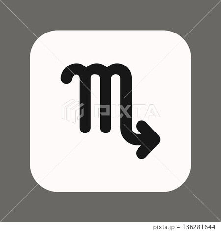 Zodiac horoscope. Scorpio astrological icon symbol. Stylized star sign esoteric. Simple line vector illustration 136281644