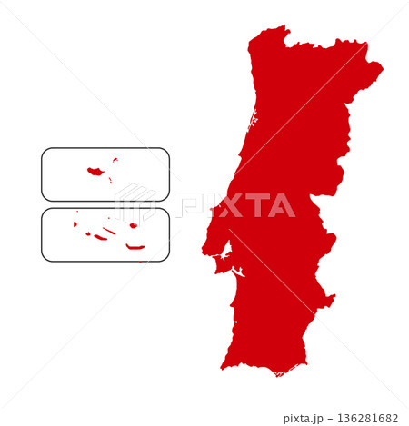 Map of Portugal, sign silhouette. World Map Globe. Vector Illustration isolated on transparent background. Europe continent Map of Portugal, sign silhouette. World Map Globe. Vector Illustration isolated on transparent background. Europe continent 136281682