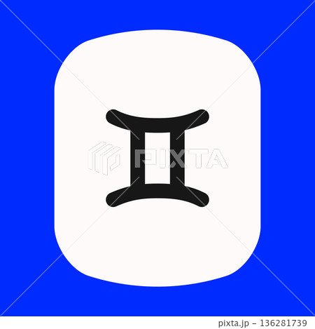Zodiac horoscope. Gemini astrological icon symbol. Stylized star sign esoteric. Simple line vector illustration Zodiac horoscope. Gemini astrological icon symbol. Stylized star sign esoteric. Simple line vector illustration 136281739