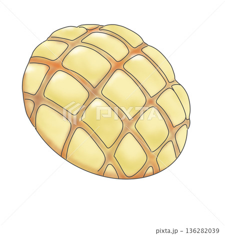 シンプルなメロンパンのイラスト 136282039