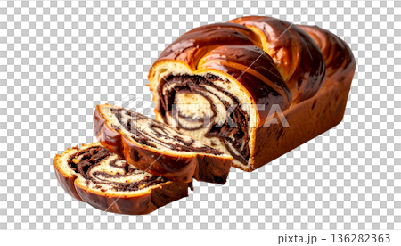 チョコレートバブカのイラスト 編み込みチョコレートブレッド 136282363