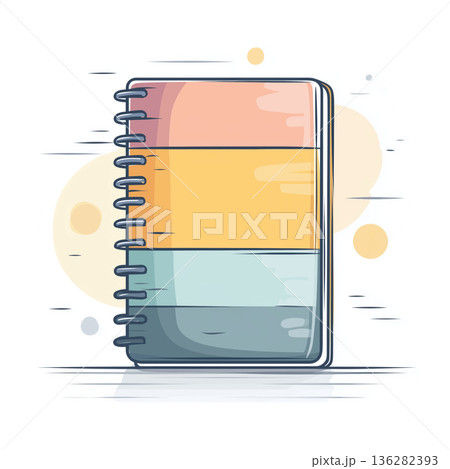 Minimalist Vector Watercolor Clipart of Spiral Notebook in Pastel Colors with Clean Lines and Soft Shadows Graphic Illustration Minimalist Vector Watercolor Clipart of Spiral Notebook in Pastel Colors with Clean Lines and Soft Shadows Graphic Illustration 136282393