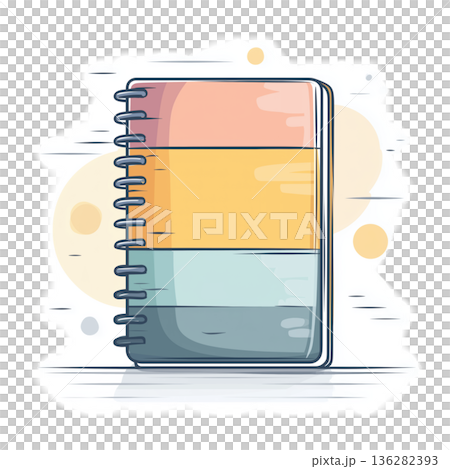 Minimalist Vector Watercolor Clipart of Spiral Notebook in Pastel Colors with Clean Lines and Soft Shadows Graphic Illustration Minimalist Vector Watercolor Clipart of Spiral Notebook in Pastel Colors with Clean Lines and Soft Shadows Graphic Illustration 136282393