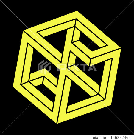 Optical illusion object. Line design. Impossible shapes. Web design element. Geometric figure. Escher paradox.  136282469