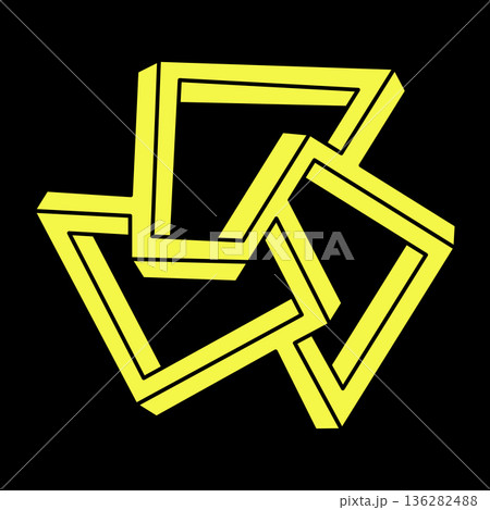 Optical illusion figure. Impossible shapes. Sacred geometry. Abstract eternal geometric objects. Optical art. Escher style.  136282488