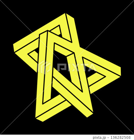 Optical illusion shapes. Escher paradox. Optical art object. Impossible figures. Sacred geometry.  136282508