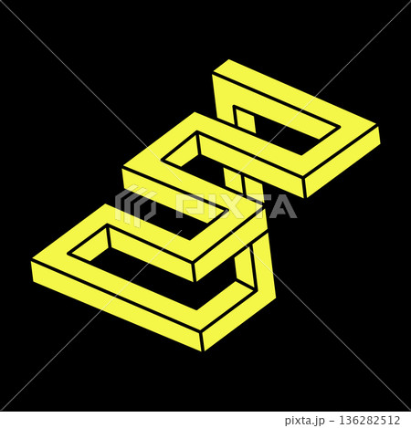 Optical illusion figures. Impossible objects. Line geometric shapes. Escher paradox.  136282512