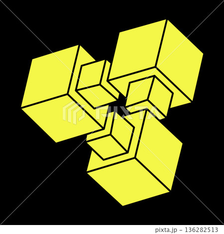 Optical illusion figure. Escher style. Impossible objects. Line geometric shapes. Optical art. Optical illusion figure. Escher style. Impossible objects. Line geometric shapes. Optical art. 136282513