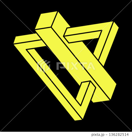 Optical illusion. Impossible shapes. Sacred geometry figure. Abstract eternal geometric objects. Impossible endless outline shapes. Optical art. Escher style.  136282514