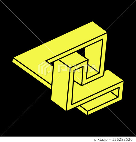 Optical illusion shapes. Optical art object. Escher paradox. Impossible figure. Geometry.  136282520