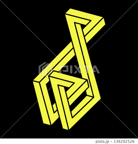 Optical illusion shapes. Geometry. Escher paradox. Optical art object. Impossible figures.  136282526