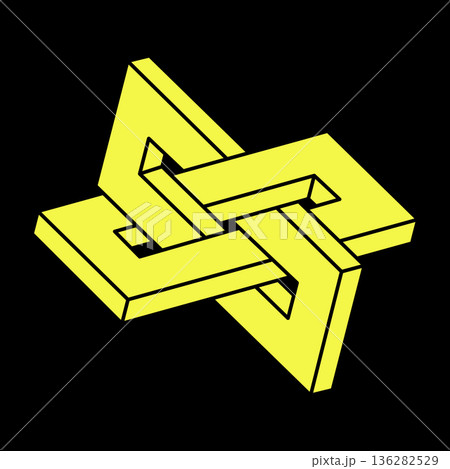 Optical illusion object. Escher style. Impossible shapes. Sacred geometry figure. Optical art.  136282529