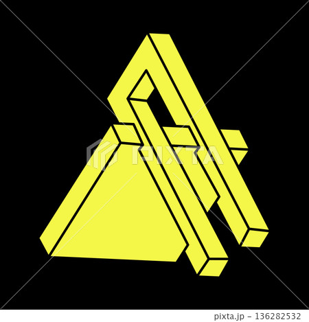 Optical illusion shapes. Escher style. Optical art object. Impossible figures. Line art. Geometry.  136282532