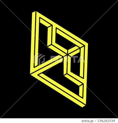 Optical illusion shapes. Optical art object. Impossible figures. Escher paradox. Geometry.  136282534
