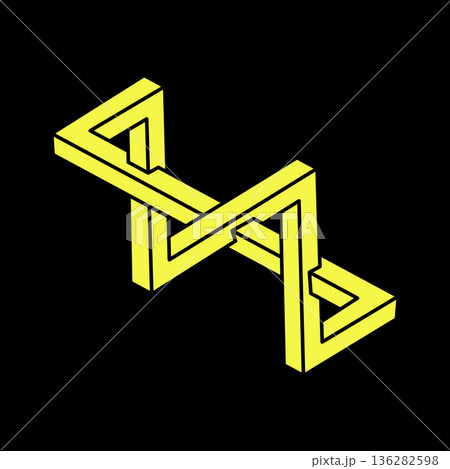 Optical illusion figure. Abstract eternal geometric object. Impossible endless outline. Line art. Optical art. Impossible geometry shapes. Escher style.  136282598