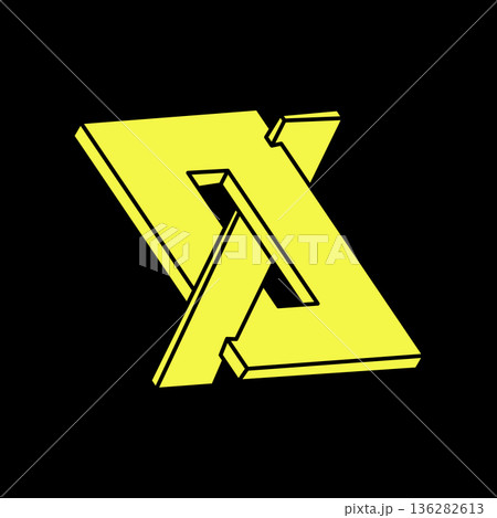 Optical illusion figure. Impossible objects. Line geometric shapes. Optical art. Escher paradox.  136282613