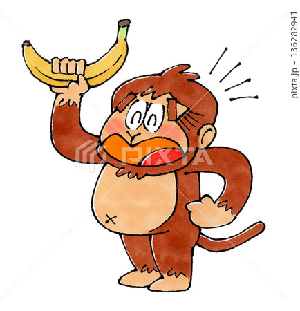 バナナを持つ猿のキャラクター バナナを持つ猿のキャラクター 136282941