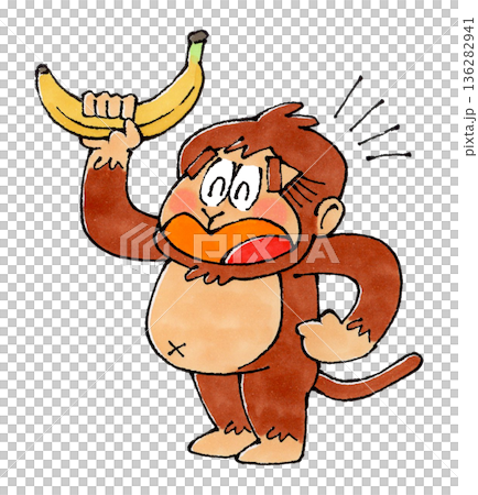 バナナを持つ猿のキャラクター バナナを持つ猿のキャラクター 136282941