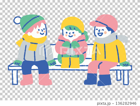 Children playing in the winter park_Color Children playing in the winter park_Color 136282946