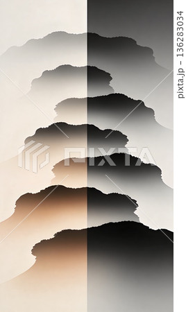 Abstract Symmetrical Mountain Ridge Gradient Background  136283034
