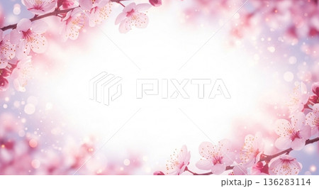 桜の花と光の春イメージ背景フレーム 桜の花と光の春イメージ背景フレーム 136283114