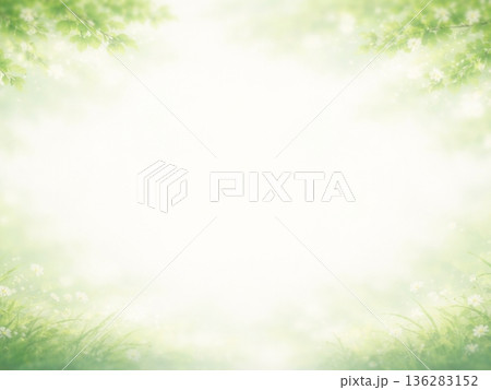 新緑のフレームが美しい初夏のナチュラル背景 136283152