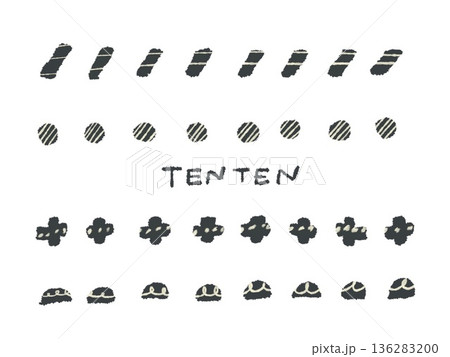 アイコンやシンボルマークとして、デザイン時に使いやすい手描きならではのイラスト・柄点々 136283200