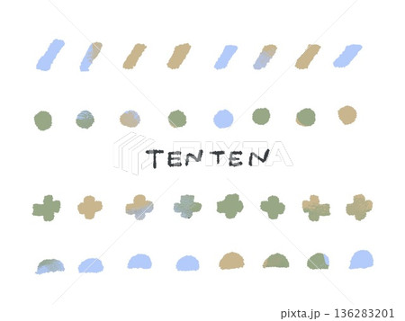 アイコンやシンボルマークとして、デザイン時に使いやすいカラフルな手描きイラスト・シンプル点々 136283201