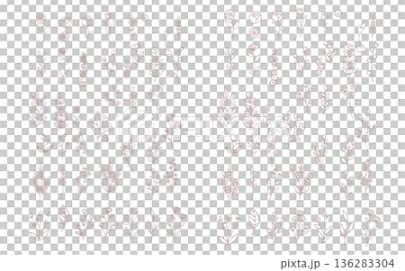 A simple set of hand-drawn plant parts. 136283304