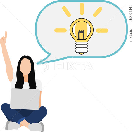 アイデアが閃く女性のイラスト アイデアが閃く女性のイラスト 136283340