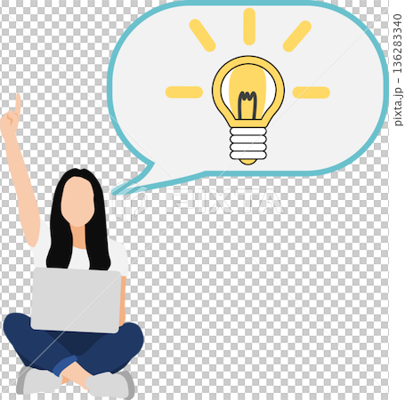 アイデアが閃く女性のイラスト アイデアが閃く女性のイラスト 136283340