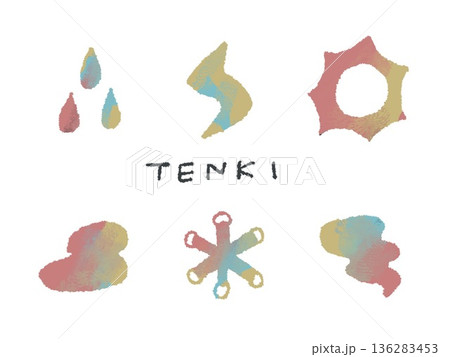 アイコンやシンボルマークとして、デザイン時に使いやすいカラフルな手描きイラスト・天気 136283453