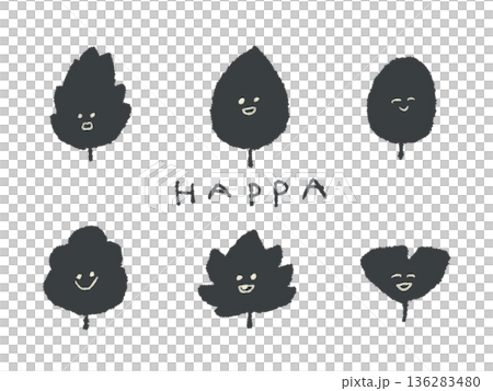 Expressive hand-drawn leaf illustrations that can be used as icons or symbol marks in designs 136283480