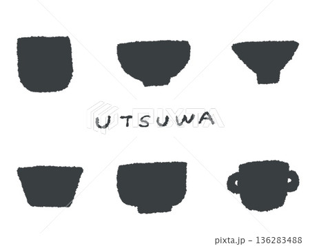 アイコンやシンボルマークとして、デザイン時に使いやすい手描きならではのイラスト・器 136283488