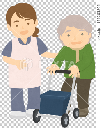 介護スタッフと高齢者 136283806