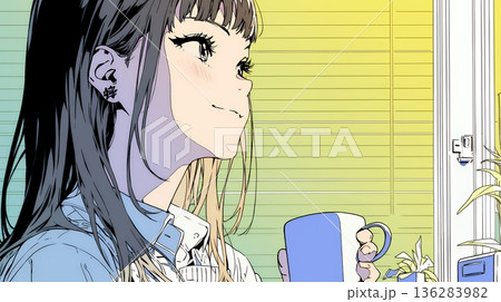 同僚に軽く挨拶をしている若いビジネスウーマン