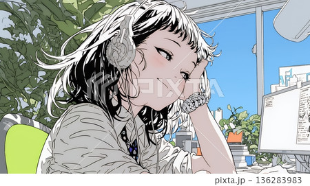 同僚に軽く挨拶をしている若いビジネスウーマン