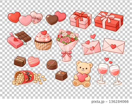 情人節心形巧克力和禮盒插圖 136284066