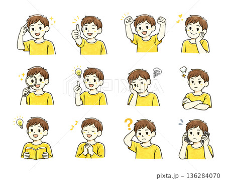 男の子　子ども　表情セット 136284070
