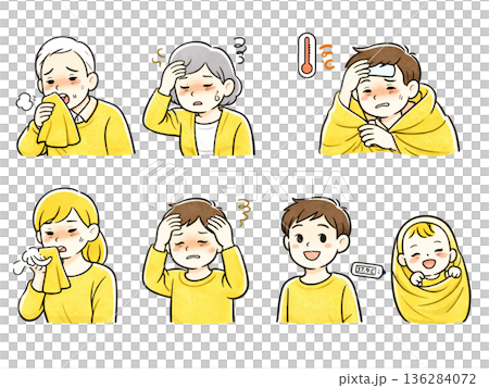 体調不良な家族セット 136284072