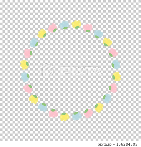 Pastel colored hand-painted floral circular frame Pastel colored hand-painted floral circular frame 136284505