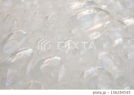 Abstract white soap foam bubbles texture background 136284585